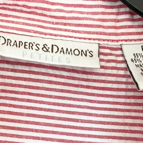 DRAPER’S AND DAMON’S WOMENS TOP SHIRT CORAL & WHITE PINSTRIPED SIZE PM - Picture 4 of 5